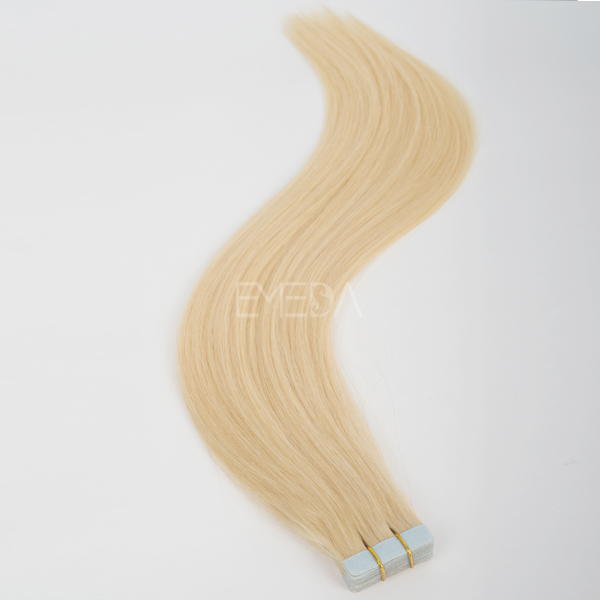 Blue super tape hair extension blonde straight soft cuticle attached CX036